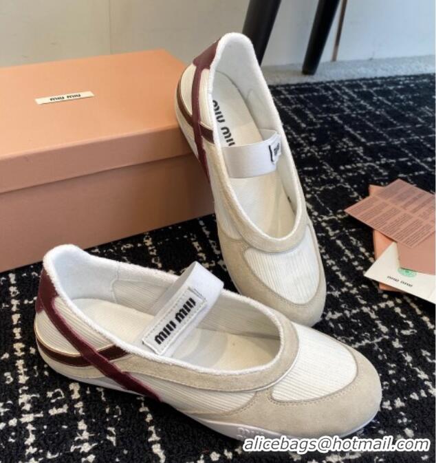 Hot Style Miu Miu Mesh and Suede Ballerinas Sneakers White 1228002