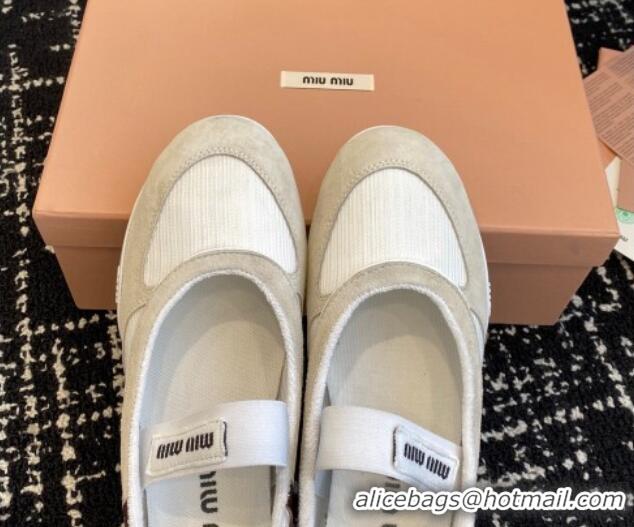 Hot Style Miu Miu Mesh and Suede Ballerinas Sneakers White 1228002