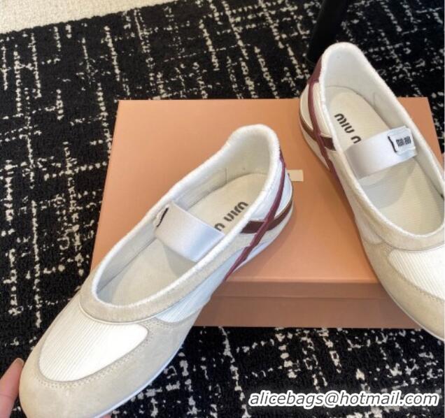 Hot Style Miu Miu Mesh and Suede Ballerinas Sneakers White 1228002