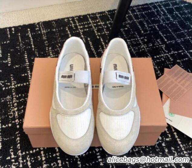 Hot Style Miu Miu Mesh and Suede Ballerinas Sneakers White 1228002