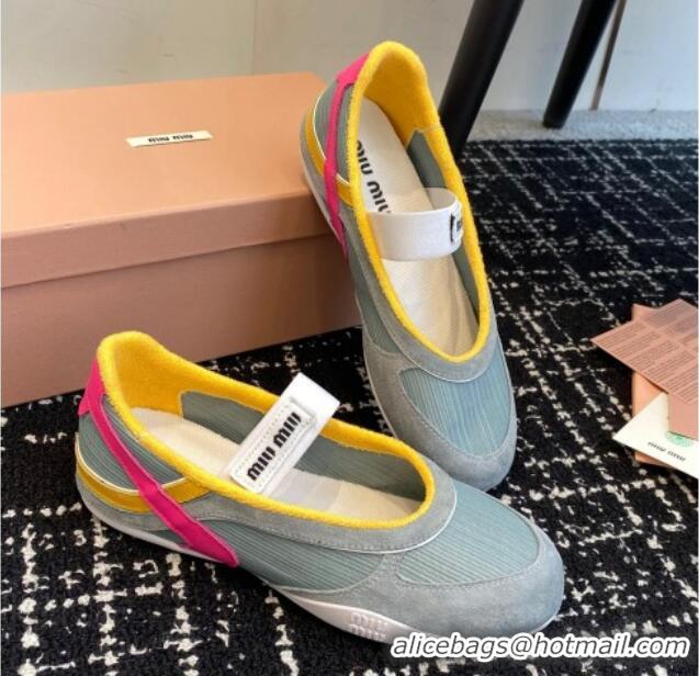 Most Popular Miu Miu Mesh and Suede Ballerinas Sneakers Grey 1228003