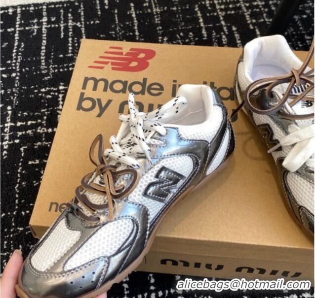 Unique Style New Balance X Miu Miu 530 SL sneakers in patent leather and mesh Grey 1228005