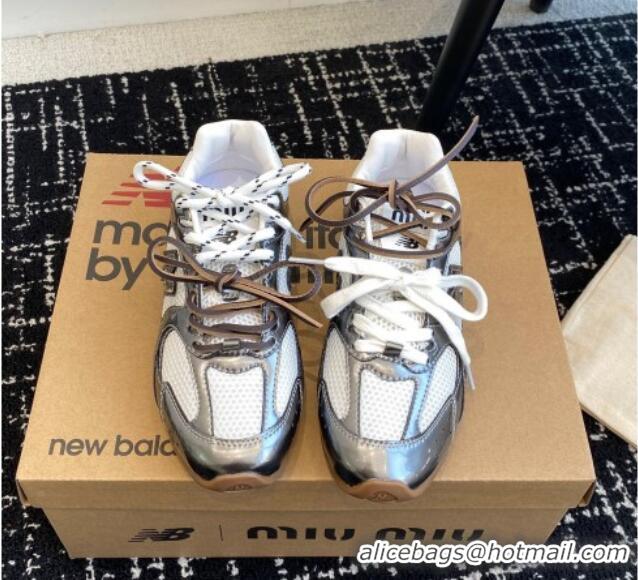 Unique Style New Balance X Miu Miu 530 SL sneakers in patent leather and mesh Grey 1228005