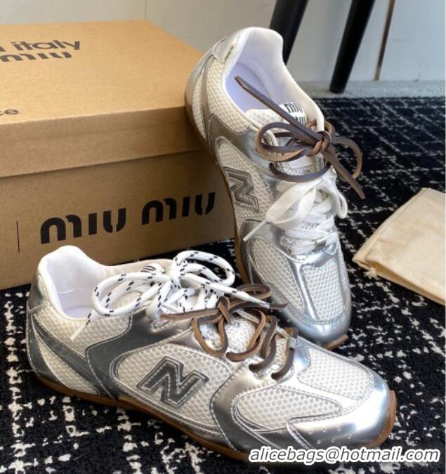 Popular Style New Balance X Miu Miu 530 SL sneakers in patent leather and mesh Silver 1228006