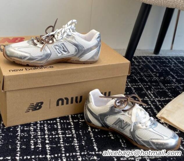 Popular Style New Balance X Miu Miu 530 SL sneakers in patent leather and mesh Silver 1228006