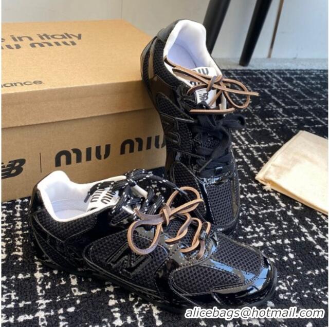 Trendy Design New Balance X Miu Miu 530 SL sneakers in patent leather and mesh Black 1228007