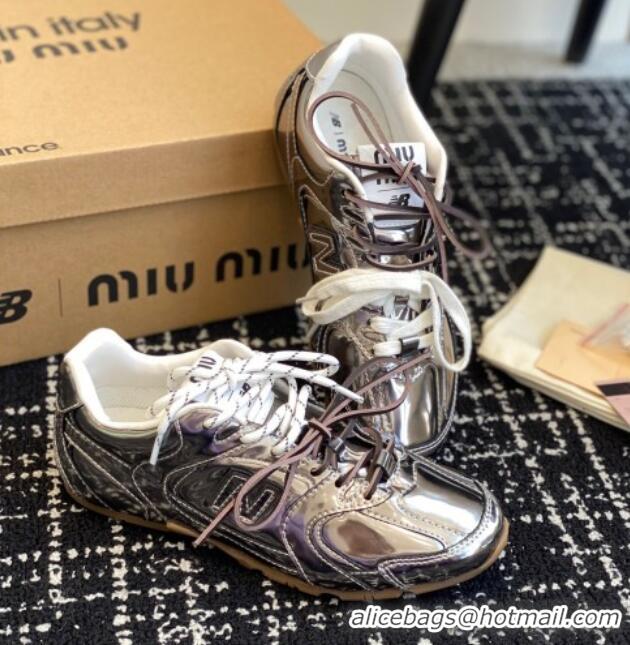 Top Design New Balance X Miu Miu 530 SL sneakers in patent leather Silver 1228009