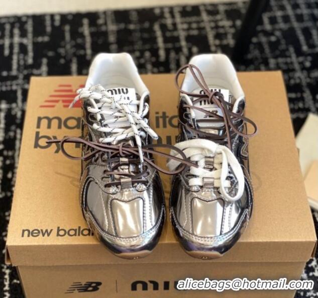 Top Design New Balance X Miu Miu 530 SL sneakers in patent leather Silver 1228009