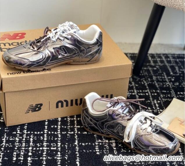 Top Design New Balance X Miu Miu 530 SL sneakers in patent leather Silver 1228009