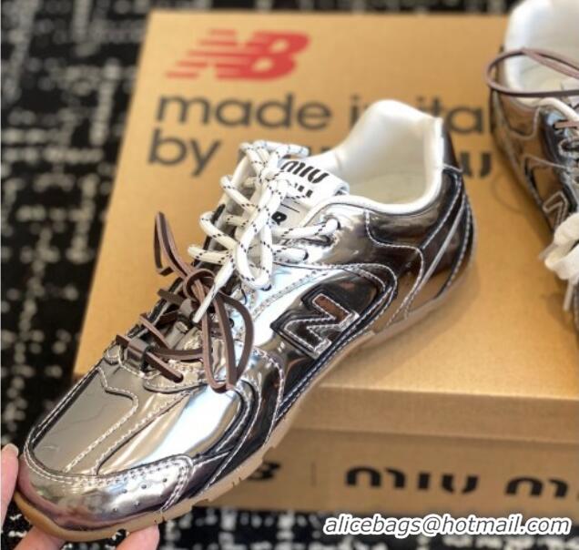 Top Design New Balance X Miu Miu 530 SL sneakers in patent leather Silver 1228009