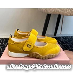 Purchase Miu Miu Fabric and Suede Open Sneakers with Strap Yellow 1228030