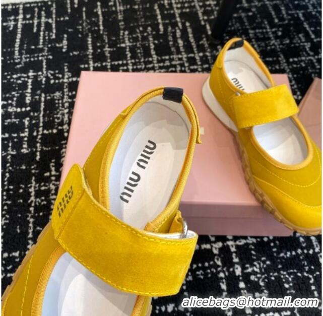 Purchase Miu Miu Fabric and Suede Open Sneakers with Strap Yellow 1228030