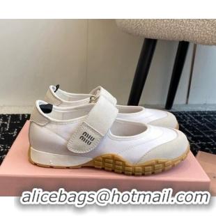 Duplicate Miu Miu Fabric and Suede Open Sneakers with Strap White 1228031