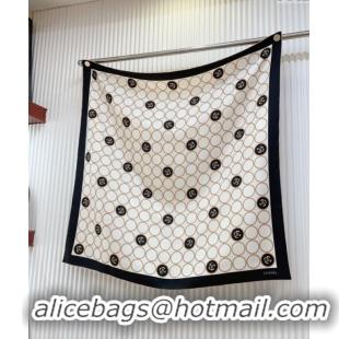 Buy Inexpensive Chanel Silk Square Scarf 90x90cm with Round Print 0619 White 2024