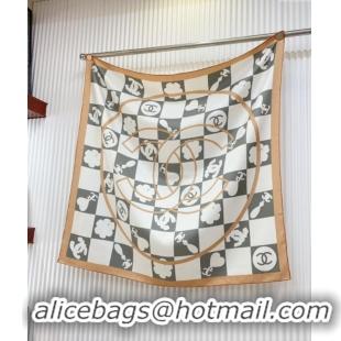 Big Discount Chanel Silk Square Scarf 90x90cm CH071001 White 2024