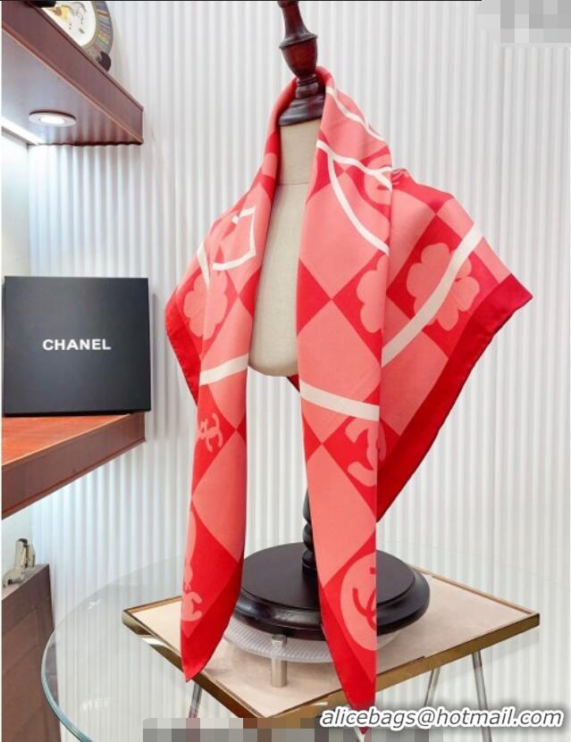 Good Looking Chanel Silk Square Scarf 90x90cm CH071001 Pink 2024