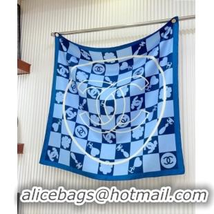 Buy Discount Chanel Silk Square Scarf 90x90cm CH071001 Blue 2024