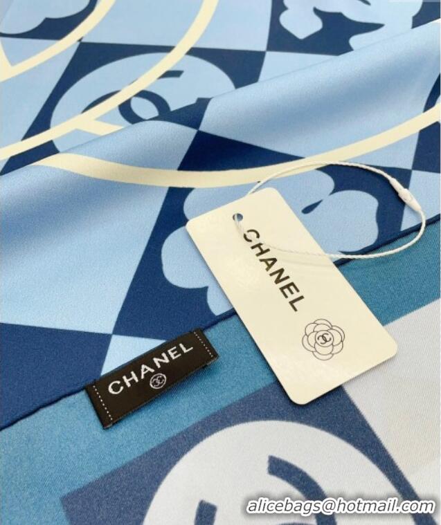 Buy Discount Chanel Silk Square Scarf 90x90cm CH071001 Blue 2024