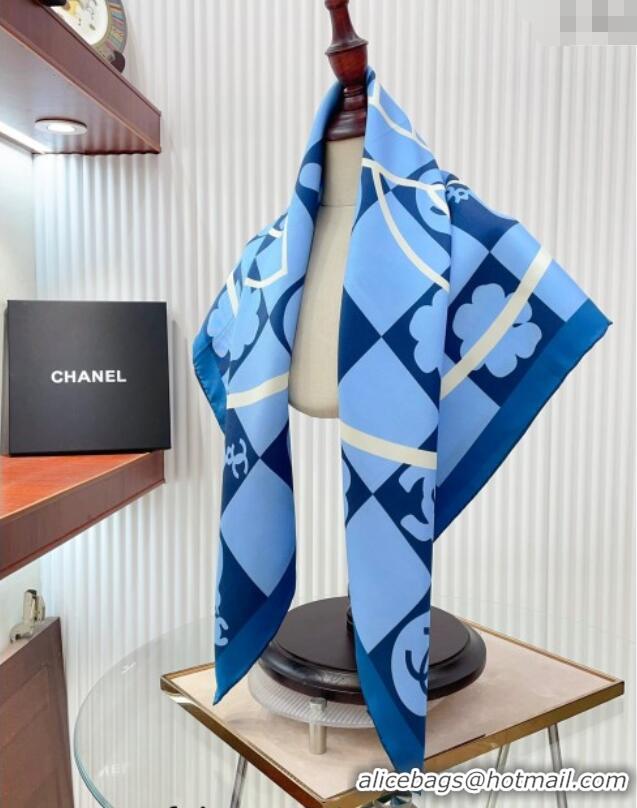 Buy Discount Chanel Silk Square Scarf 90x90cm CH071001 Blue 2024