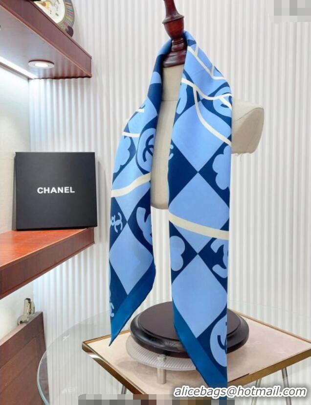 Buy Discount Chanel Silk Square Scarf 90x90cm CH071001 Blue 2024