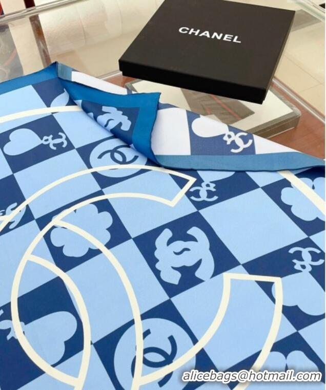 Buy Discount Chanel Silk Square Scarf 90x90cm CH071001 Blue 2024