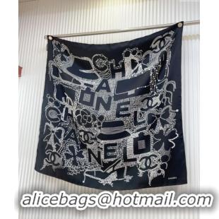 Buy Discount Chanel Silk Square Scarf 90x90cm CH071002 Black 2024