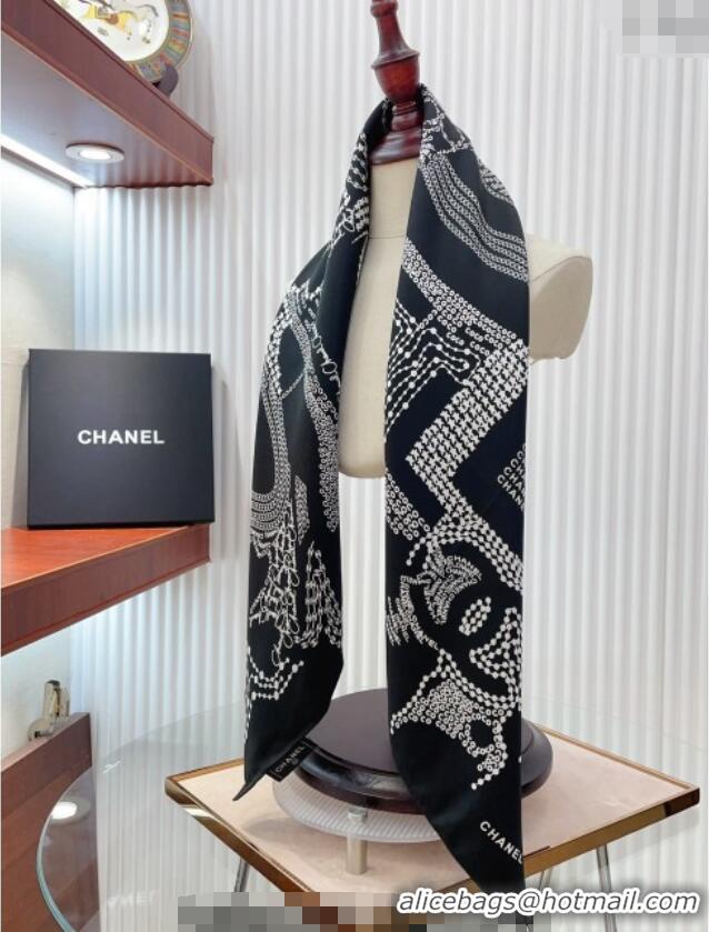 Buy Discount Chanel Silk Square Scarf 90x90cm CH071002 Black 2024