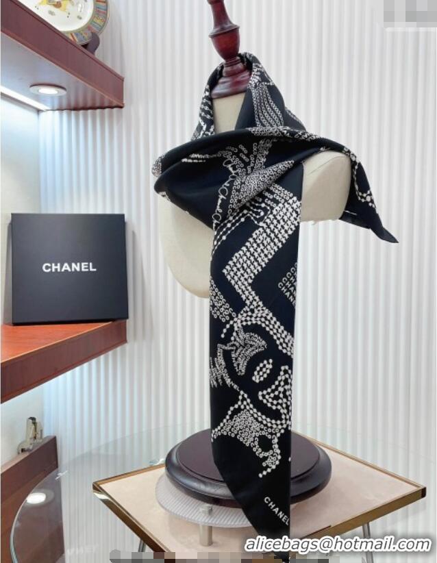 Buy Discount Chanel Silk Square Scarf 90x90cm CH071002 Black 2024