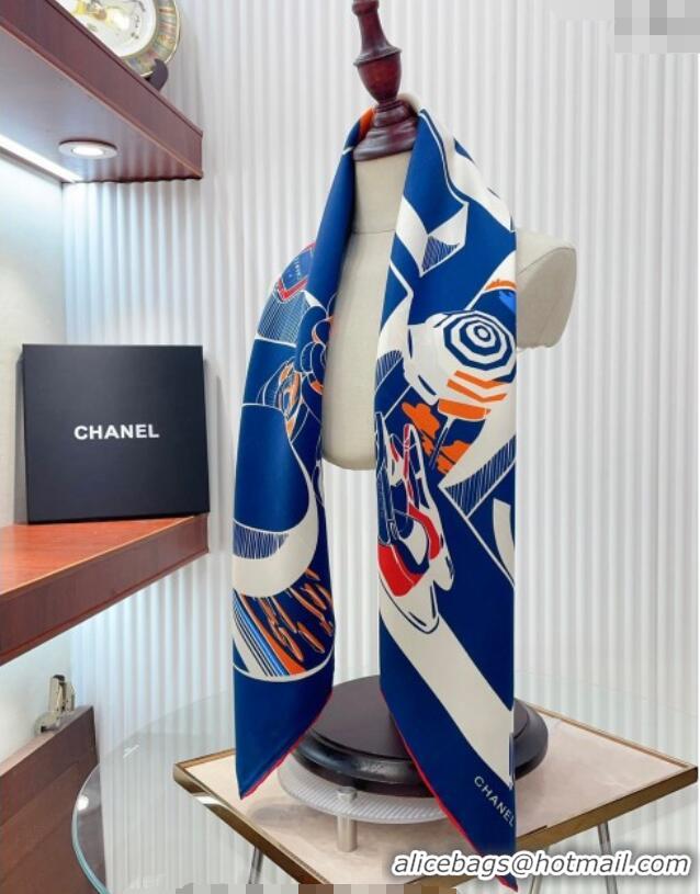 Reasonable Price Chanel Silk Square Scarf 90x90cm CH071003 Blue 2024