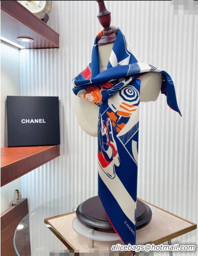 Reasonable Price Chanel Silk Square Scarf 90x90cm CH071003 Blue 2024