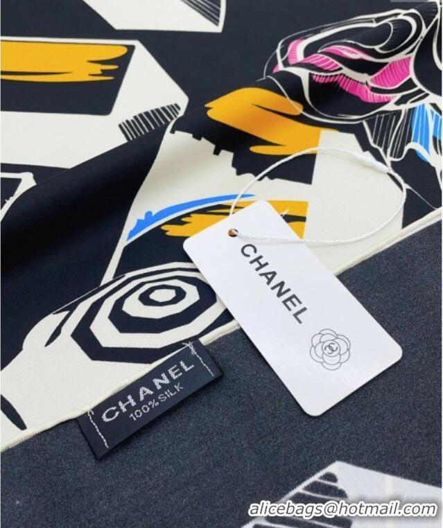 Trendy Design Chanel Silk Square Scarf 90x90cm CH071003 Black 2024