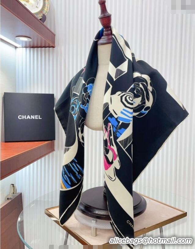 Trendy Design Chanel Silk Square Scarf 90x90cm CH071003 Black 2024