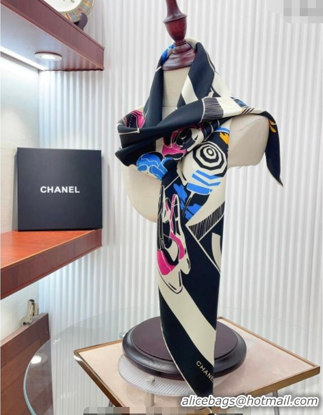 Trendy Design Chanel Silk Square Scarf 90x90cm CH071003 Black 2024