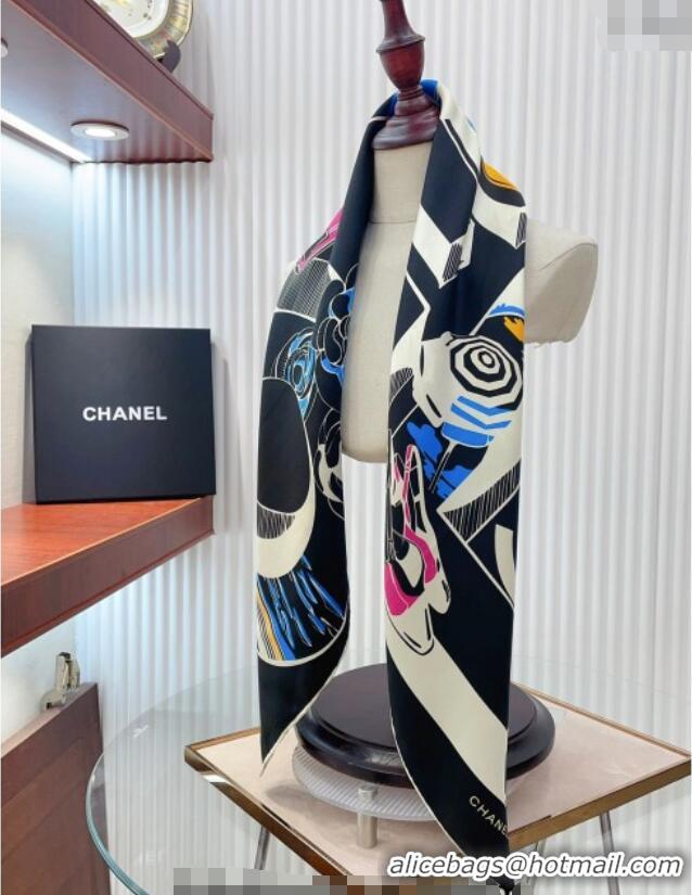 Trendy Design Chanel Silk Square Scarf 90x90cm CH071003 Black 2024