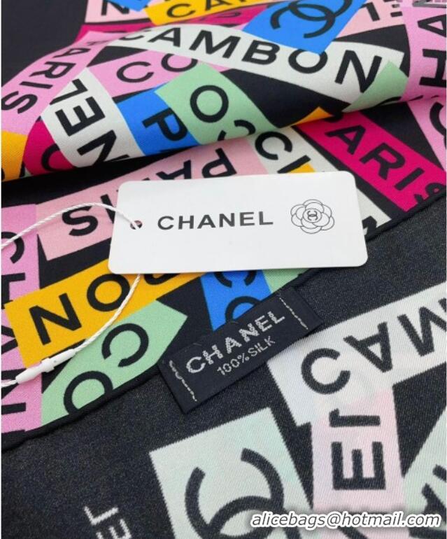 Good Quality Chanel Silk Square Scarf 90x90cm AA9664 Black 2024