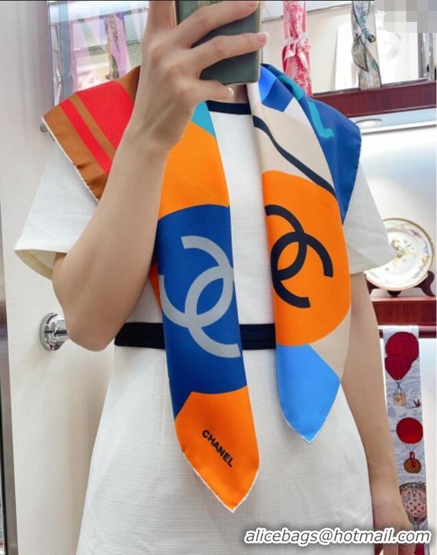 Buy Fashionable Chanel Silk Square Scarf 90x90cm 0730 Orange 2024