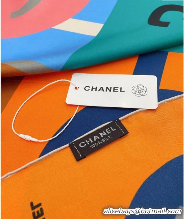 Buy Fashionable Chanel Silk Square Scarf 90x90cm 0730 Orange 2024