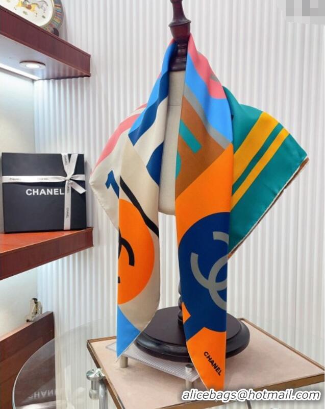 Buy Fashionable Chanel Silk Square Scarf 90x90cm 0730 Orange 2024