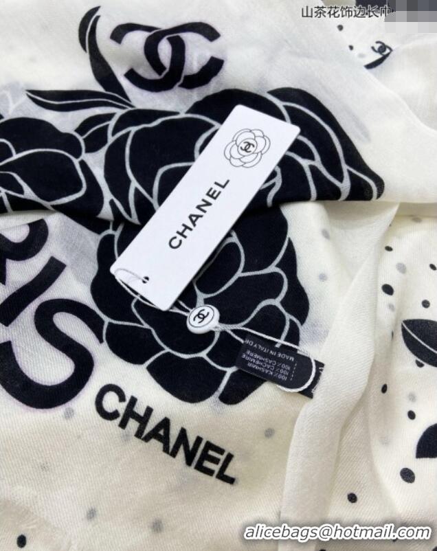 Pretty Style Chanel Cashmere Cashmere Long Scarf 110x200 CH082106 White 2024