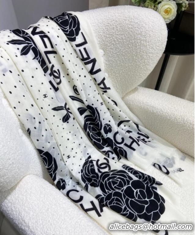 Pretty Style Chanel Cashmere Cashmere Long Scarf 110x200 CH082106 White 2024