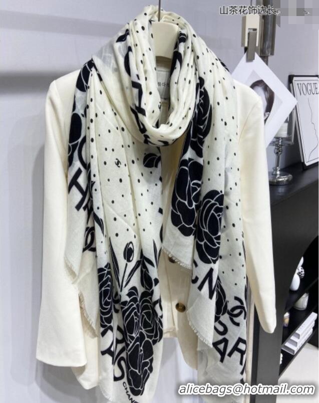 Pretty Style Chanel Cashmere Cashmere Long Scarf 110x200 CH082106 White 2024