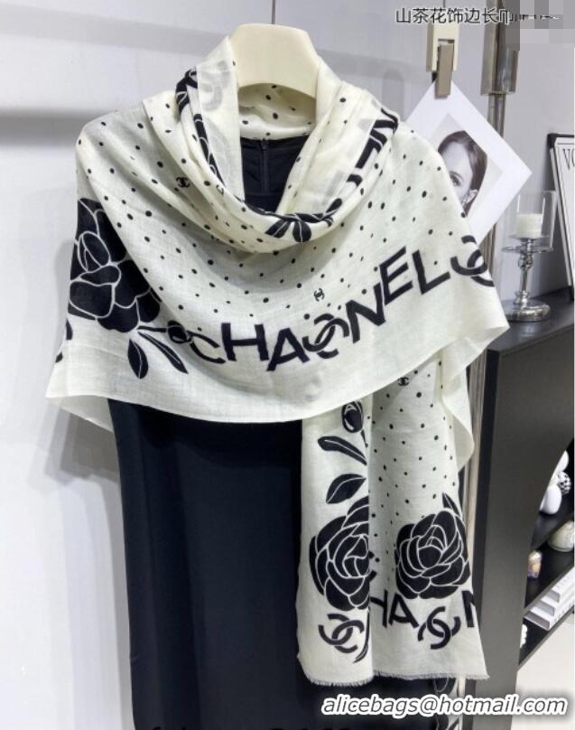 Pretty Style Chanel Cashmere Cashmere Long Scarf 110x200 CH082106 White 2024