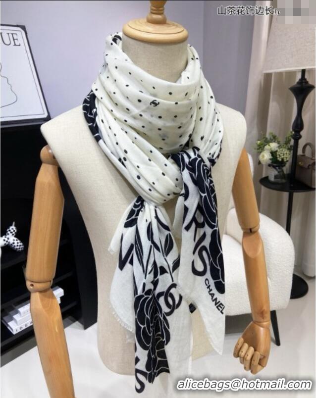 Pretty Style Chanel Cashmere Cashmere Long Scarf 110x200 CH082106 White 2024