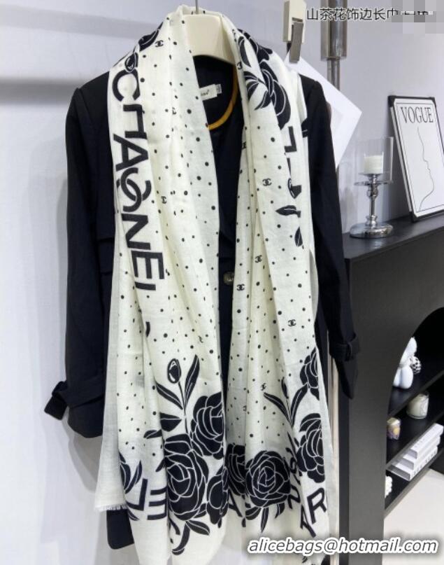 Pretty Style Chanel Cashmere Cashmere Long Scarf 110x200 CH082106 White 2024