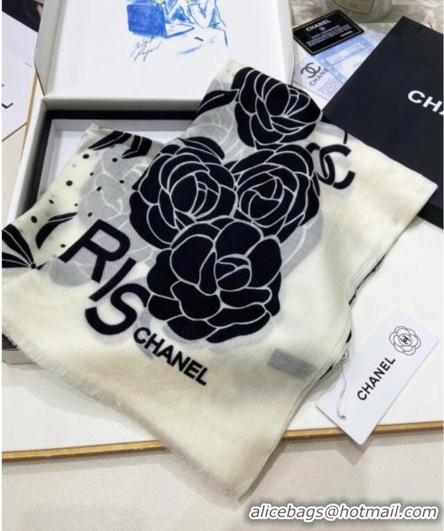 Pretty Style Chanel Cashmere Cashmere Long Scarf 110x200 CH082106 White 2024