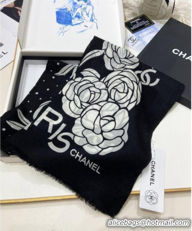 Top Quality Chanel Cashmere Cashmere Long Scarf 110x200 CH082106 Black 2024