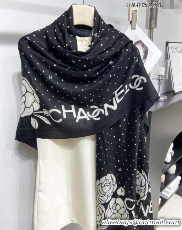 Top Quality Chanel Cashmere Cashmere Long Scarf 110x200 CH082106 Black 2024