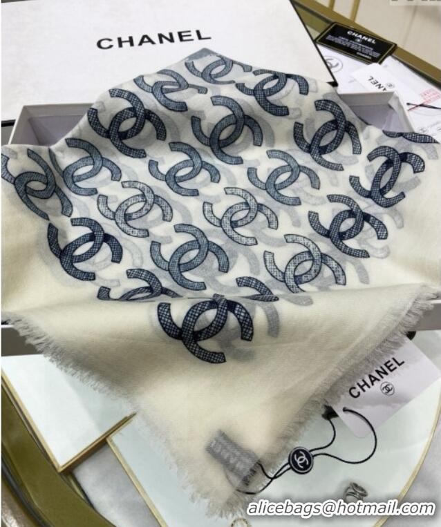 Reasonable Price Chanel Camellia Cashmere Shawl Scarf 140cm CH082107 White 2024