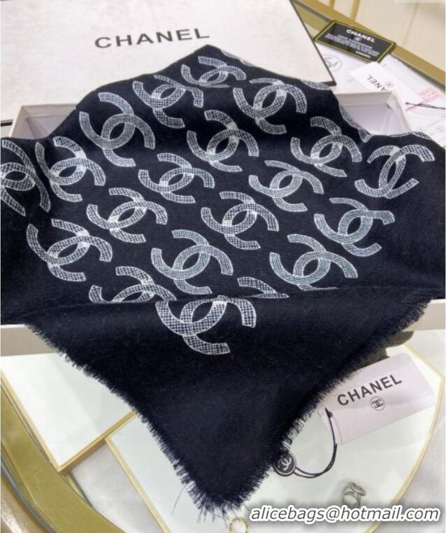 Super Quality Chanel Camellia Cashmere Shawl Scarf 140cm CH082107 Black 2024