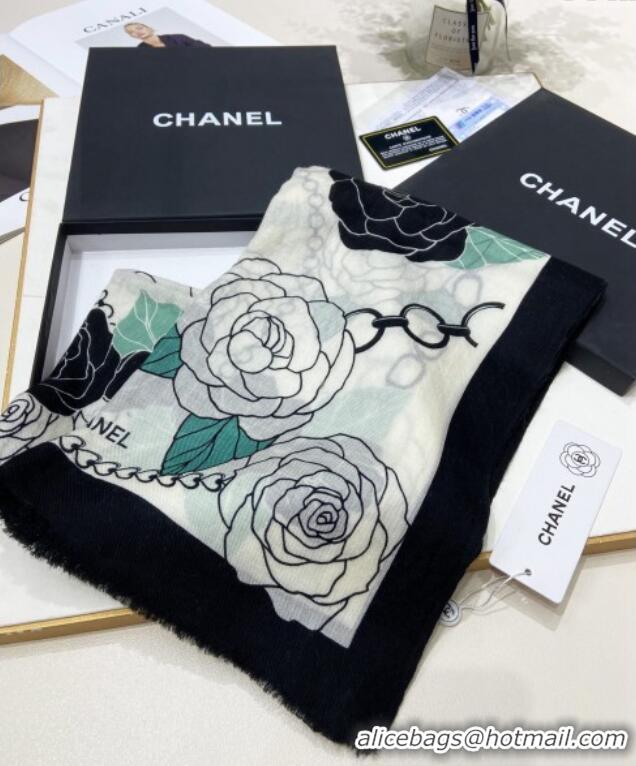 Unique Discount Chanel Camellia Cashmere Long Scarf 110x200cm CH082108 Green 2024